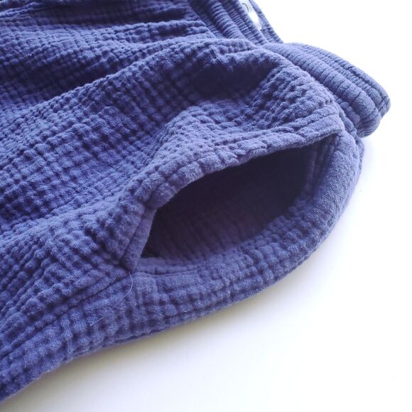 Jessica Simpson Gauze Pants Sz M Blue Indigo Wide Leg Resort Crop Pockets Cotton - Picture 3 of 10